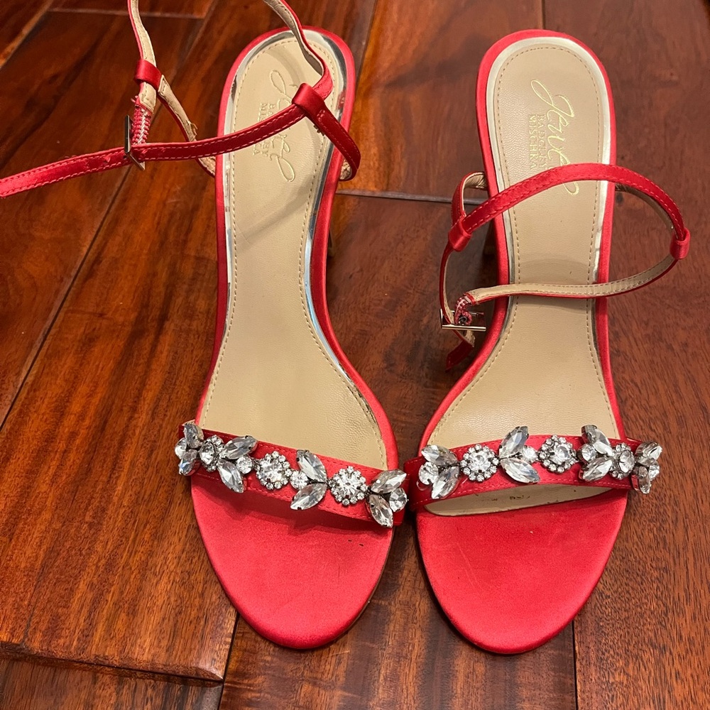 Badgley Mishka Elegant Hot Pink Women's Sandals with Crystal Embellishments